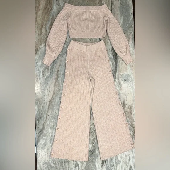 Revolve Michael Costello Wide Leg Crop Top 2 piece Outfit - Picture 7 of 9